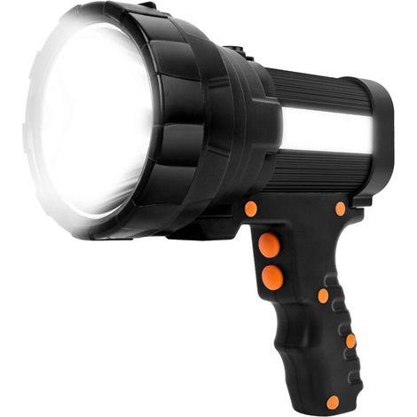 Lampe Torche Led Ultra Puissante Rechargeable USB 15000 Lumens 10000 mah avec Lumière Latérale Lampe de Poche Etanche Haute Puissance (Noir) (1/5)