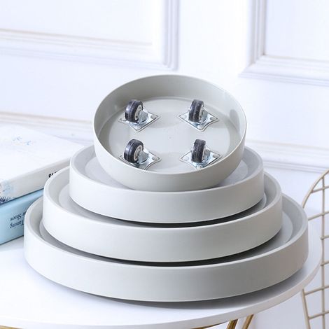 Caddy Pour Pot De Fleurs - TPR PP - Roulettes Intégrées - Coins Arrondis - Diamètre Externe 28,5 cm - 4 Pièces (1/5)