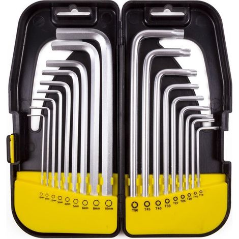 Jeu de 18 clés Torx et Allen longues dans un coffret de rangement (1/2)