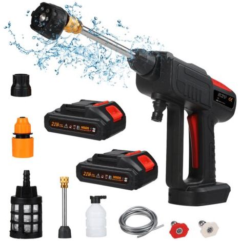 21V Max 60Bar Nettoyeur Haute Pression sur Batterie, Laveuse à Pression sans Fil Portable avec 2 Batterie,avec Kit d'accessoires,pour Un Nettoyage de terrasse, Jardin, Voiture (1/5)