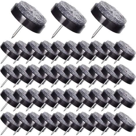 50 Pcs Patin Chaise a Clouer 24mm Tampon Chaise en Feutre pour Protéger Pieds des Meubles Noir-Crezuo (1/4)
