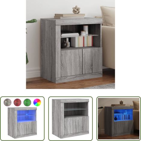 vidaXL Aparador con luces LED gris Sonoma 60,5x37x67 cm (1/5)