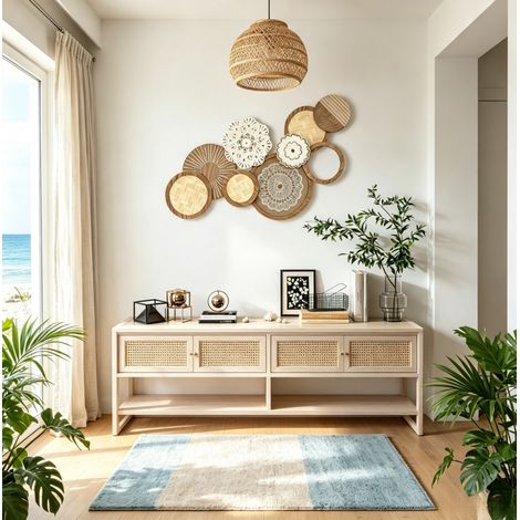 Wanddekoration aus Holz mit MDF, Naturholz-Effekt, 83,8 x 4,4 x 44,5 cm HAVRYA (1/5)