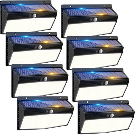368LED Outdoor Motion Detector Light, 3 Modes Solar Outdoor Light, Waterproof Outdoor Lighting for Wall Garden Outdoor Cold White [Pack of 8] (1/5)