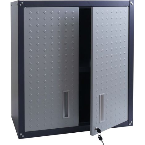 [NUNCA USADO] Armario colgante HHG-141, armario de pared, armario para almacenamiento, librería, con cerradura, acero, 77 x 77 x 31 cm, gris claro/gris oscuro (1/5)