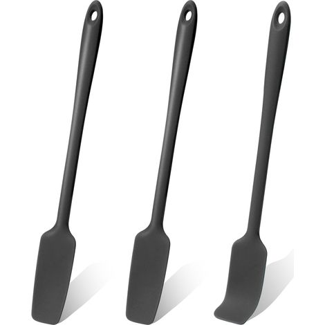 Juego de 3 piezas de espátulas pequeñas de silicona con mangos largos, resistentes al calor, antiadherentes, para mermelada, repostería y cocina, 28 cm (11 pulgadas). (1/4)