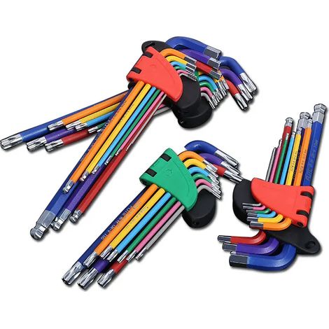 Jeu de clés hexagonales courtes (9 pièces, 1,5 mm à 10 mm) : clés à œil, clés Torx, tournevis à tête sphérique, clés Allen, clés en L. (1/5)