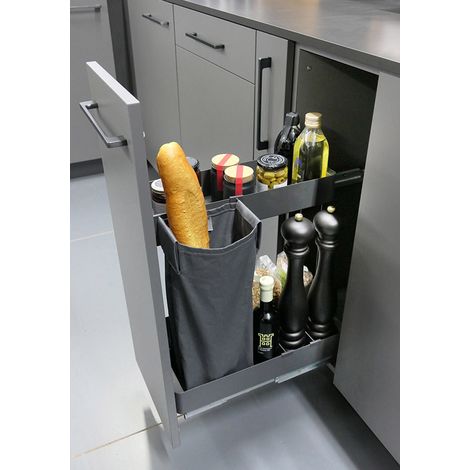 Coulissant bas 2 corbeilles et sac baguette k-line - Largeur intérieur de caisson : 362 - 368 mm - Pour caisson de largeur : 400 mm - KESSEBOHMER