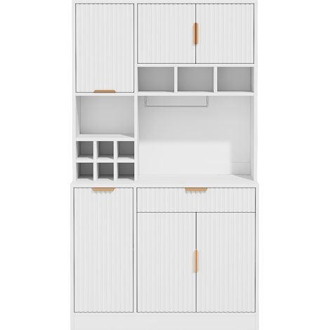 Hohe weiße Anrichte 100x40x175 cm mit USB-Anschlüssen und Flaschenfach (1/5)