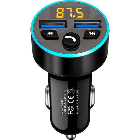 Bluetooth car charger, new car power bank, car charger, car MP3 Bluetooth player, FM transmitter -- Cool Black (1/3)