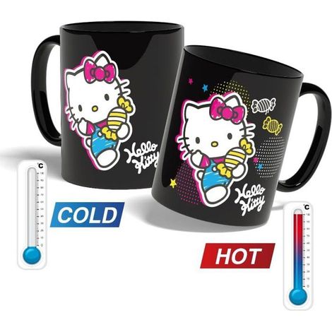Thermoaktive Tasse - Konix - Hello Kitty - 320 ml - Bonbon-Motiv - Schwarz (1/5)