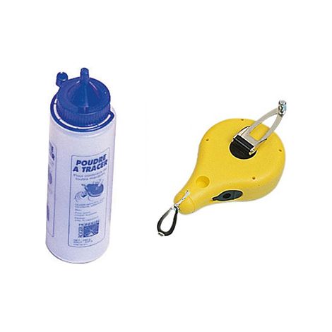 Mondelin – Cordeau Rondo Line 30m avec biberon 200g – Marquage précis pour fondations et alignement de murs – Poudre bleue standard (1/2)