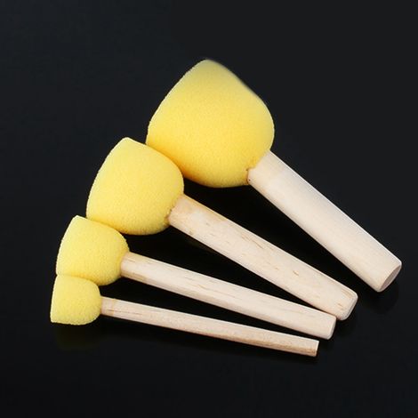 Pinceau Éponge en Bois 4 Pièces pour Décoration Peinture Meubles (1/5)