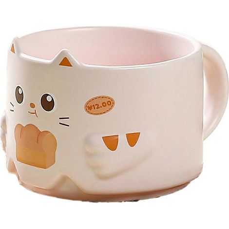 Mug en céramique à motif chat - Tasse empilable avec oreilles de chat, rose (1/5)