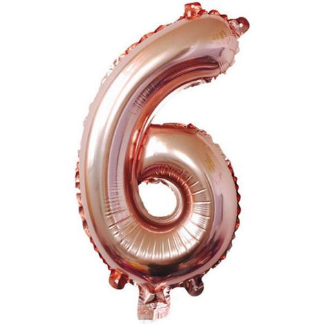 1 Ballon Numéro 6 Or Rose, Matériau Aluminium, Réutilisable pour Anniversaire (1/5)