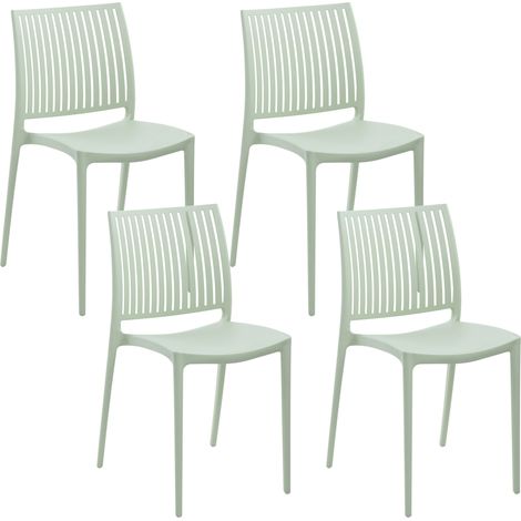 Conjunto de 4 sillas de jardín de plástico sintético apilables para exterior verde claro Illumani