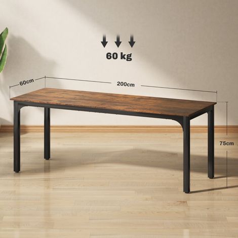 Bureau d'ordinateur spacieux en panneaux de particules, style rustique, teinte marron, plan de travail large, meuble de travail pratique pour studio ou salon (1/5)