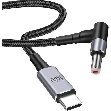 Câble d'alimentation USB C vers DC 5,5 mm x 2,5 mm, PD 140W USB Type C entrée vers sortie DC 5,5x2,5 mm câble d'alimentation et de charge pour téléphones portables, tablettes, ordinateurs (1/5)