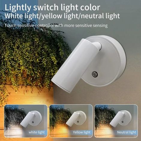 Wiederaufladbarer LED-Spot mit USB-Anschluss magnetische kabellose Wandleuchte berührungsempfindliche Dimmfunktion dreifarbige Beleuchtung für 2 (1/5)