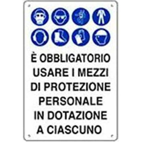 Cartello di informazione è obbligatorio usare i mezzi di protezione personale in dotazione a ciascuno cm 50x70 (1/2)
