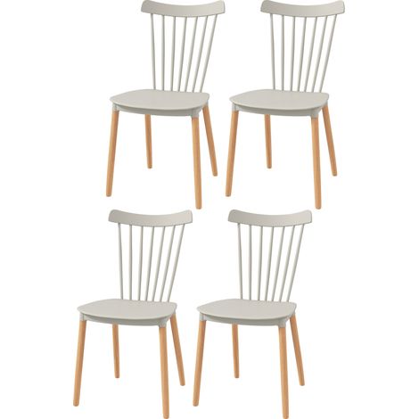 Chaises Scandinave dossier peau 4 gris assise polypropylène pieds 48 x 52,5 x 83 cm (1/5)