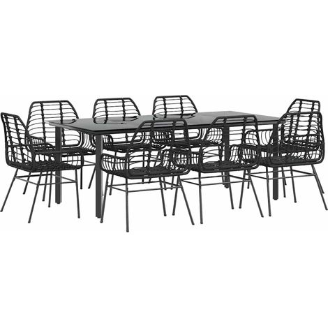 Maison Exclusive - Set da Pranzo da Giardino 9 pz Polyrattan Vetro