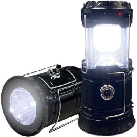 Pack de 2 lampes de camping solaires pliables, rechargeable USB, portable, léger, imperméable, kits de sauvetage intérieurs et extérieurs, lumières d'urgence, coupe (1/4)