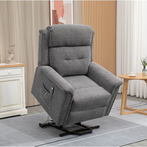 Aufstehsessel 92x87x108 cm grau Polyester mit Liegefunktion und elektrischer Aufstehhilfe (1/5)
