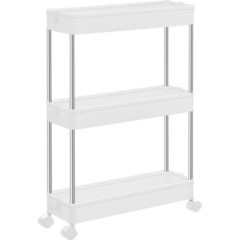 Chariot de Cuisine à 3 étagères - Étagère étroite sur roulettes - Multifonction - Organiseur de Cuisine - pour Cuisine, Salle de Bain, buanderie