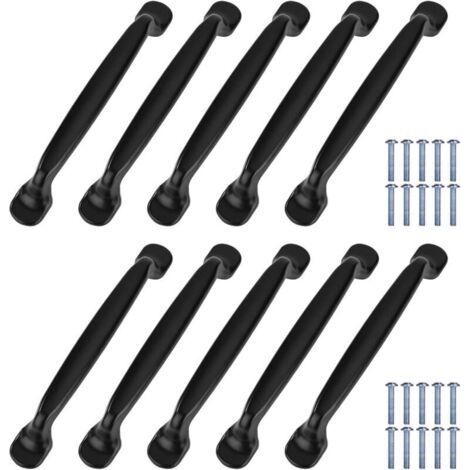 10x Cuisine Armoire Porte Poignées Placard Tiroir Chambre Meubles Tirer Entraxe 128mm, Aluminium, avec des vis,Pour poignée de porte d'armoire de cuisine poignée de meuble avec vis pour tiroir d'armoi (1/5)