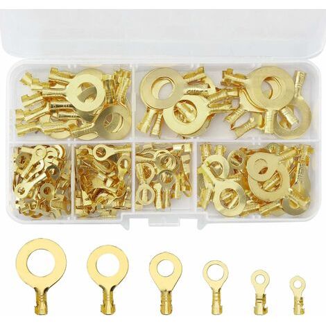 Lot de 150 cosses de câble électrique en laiton pour voiture M3 M4 M5 M6 M8 M10, Fonepro (1/5)
