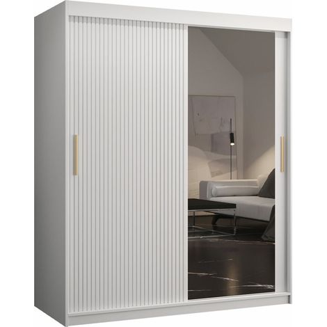 Armario Hartford 402, Blanco, 200x150x62cm, Puertas de armario: Correderas, Número de estantes: 5