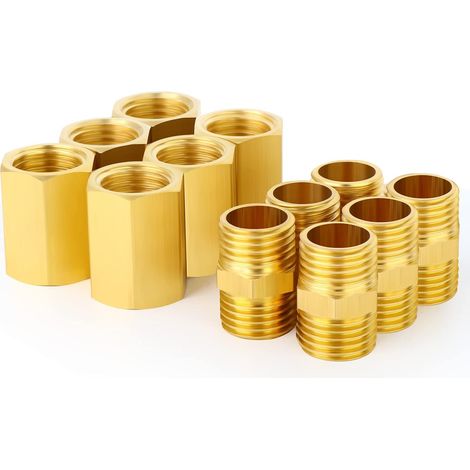 12 pièces raccords de tuyauterie en laiton pour métaux, mamelon hexagonal et coupleur hexagonal, tuyau à filetage mâle 1/4 "x 1/4" BSP, femelle BSP x - 1/8"M (1/5)