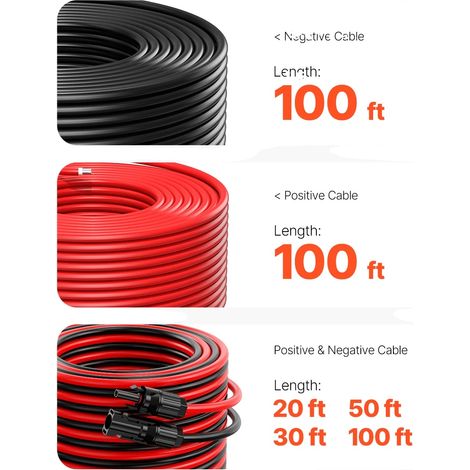 Cable de extensión para panel solar, calibre 10AWG, diseño impermeable, color negro. (1/2)