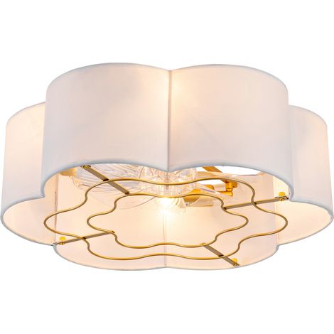 Ventilador de techo de 19 pulgadas con luz, aspas ABS, app y mando, dorado y blanco (1/5)