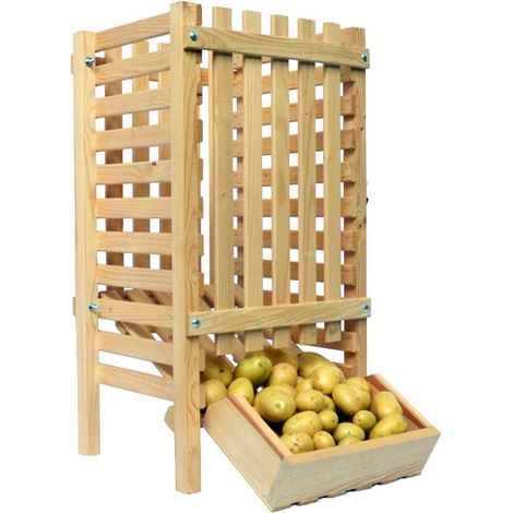 Resserre à pommes de terre en bois 50 kg – Dimensions intérieures 58 x 43 cm – Hauteur 81 cm – Kit de montage inclus – Outils Et Nature (1/5)
