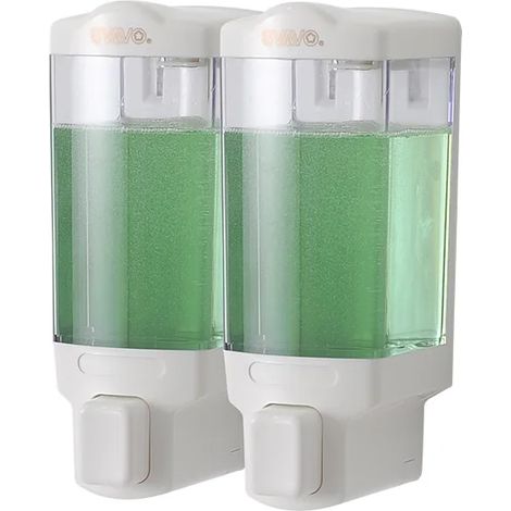 Distributeur de savon liquide manuel (blanc) 480 ml x 2, double distributeur de savon liquide, accessoires de salle de bain et de cuisine, distributeur de savon à pression manuelle (1/5)