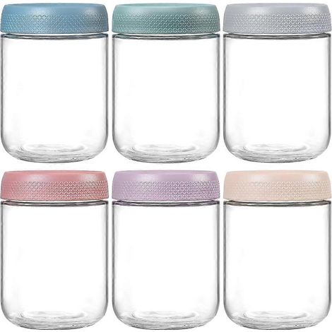 6 pièces 500ml nuit avoine récipients couvercles bocaux verre hermétique couvercles salade bocaux collations yaourt (1/5)