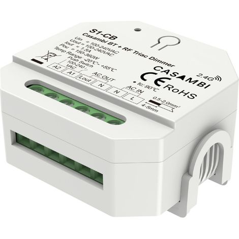 Interruttore Led Triac Dimmer Bluetooth APP Casambi, Pulsante NO, RF 2.4GHz, Per Lampada Led Dimmerabile 220V 1.5A Max 360W 0-100% (1/3)
