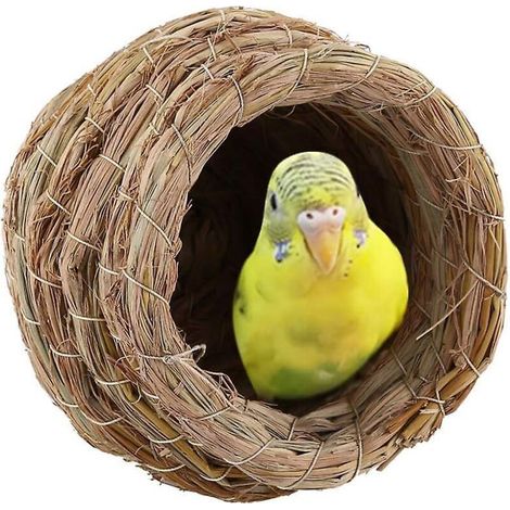 Nid d'oiseau en paille tressée à la main pour moineaux, canaris, perroquets et pinsons (1/5)