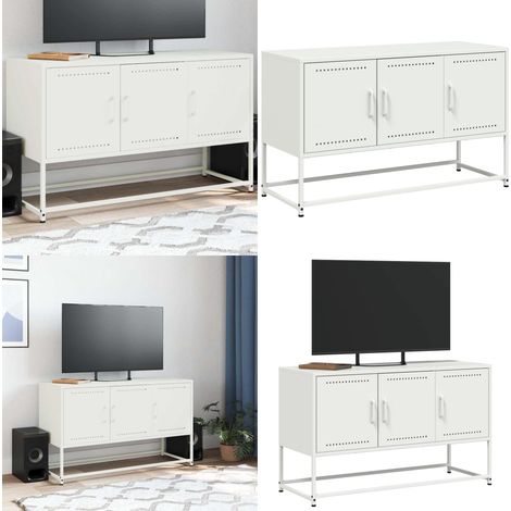 Mueble para TV de acero blanco 100,5x39x60,5 cm - Mueble industrial - Acero