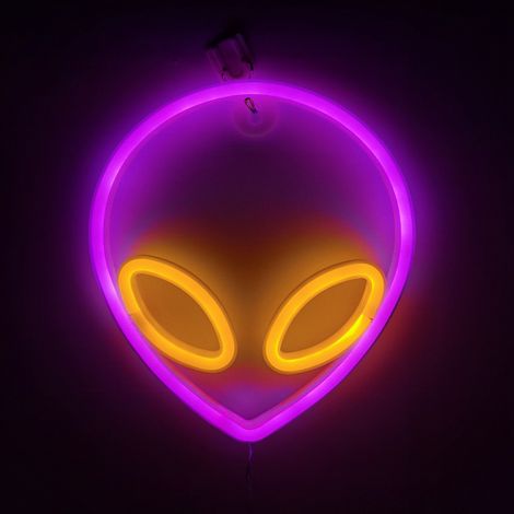 Neon Alien LED PVC Wandleuchte Dekoratives USB-Gehäuse Rosa Weiß Powerbank-Batterien IP45 (1/5)