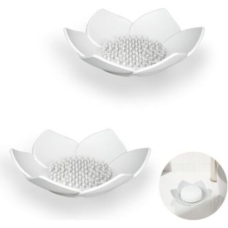 2-teilige Silikon-Seifenschale, rutschfester Seifenhalter mit Abfluss, Badezimmer-Seifenschale, fester Seifenhalter für die Dusche (Weiß) (1/5)