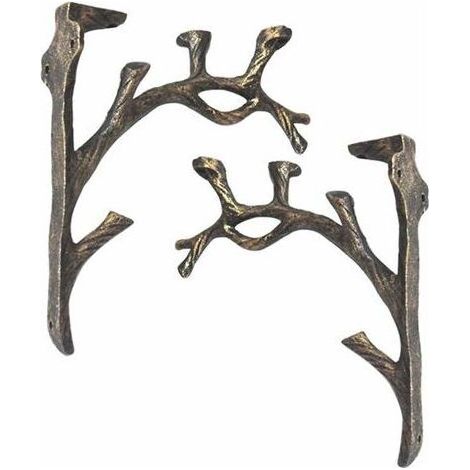 Supports d'étagère murale vintage en fer forgé – 2 pièces – Imperméable et antirouille – Pour planches jusqu'à 60mm d'épaisseur (1/5)