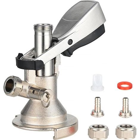 Keg Cap Tap Head Type A Flat Keg, Brewing Keg Beer Barrel Taps Beer Outlet 5/8 Inch, Stainless Steel Beer Tap Keg Closure Tap Head with Pressure Relief Valve for Beer, Wine & Soft Drinks (1/5)