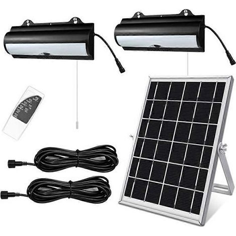 Doppelte Solar-Pendelleuchte für den Außenbereich, wasserdicht, mit Bewegungsmelder, dimmbarer LED, Fernbedienung und Stromkabel. (1/5)