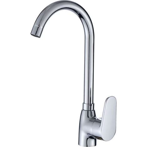 Wholesale all-copper kitchen sink faucet with large bend, hot and cold water, swivel design, suitable for washing machines, kitchens, and household sinks - copper-tipped tee style.