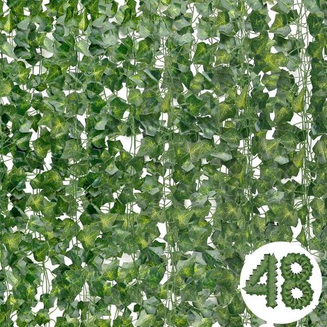 48 Guirlande Lierre, 2.1m Vigne Artificielle, Feuille Soie, Décoration Jardin, Mariage, Maison