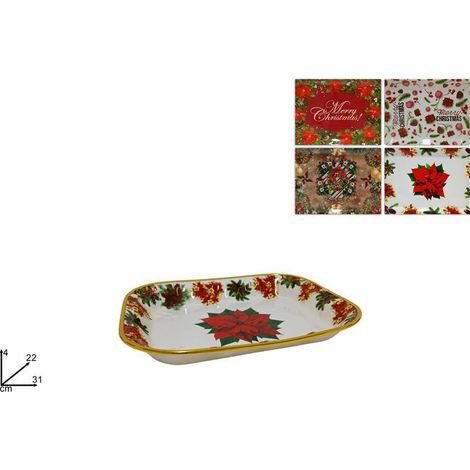 1 Pezzo Vassoio Rettangolare Natale Natalizio 31 x 22 cm 4 Decori (1/2)