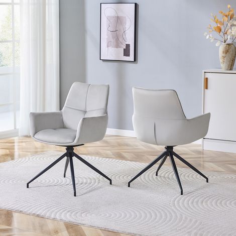 Sedia girevole 360° imbottita in tessuto metallo OKMYHOME (1/5)